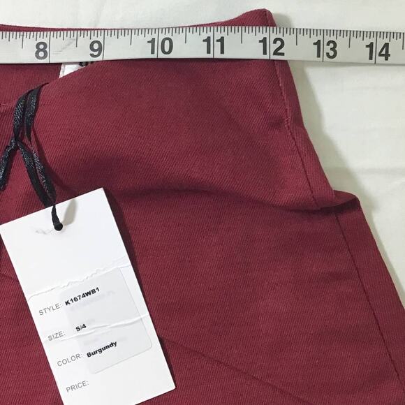 UNIQUE VINTAGE S 4 burgundy high waist pin tuck retro style jeans NWT B81 - Picture 6 of 8